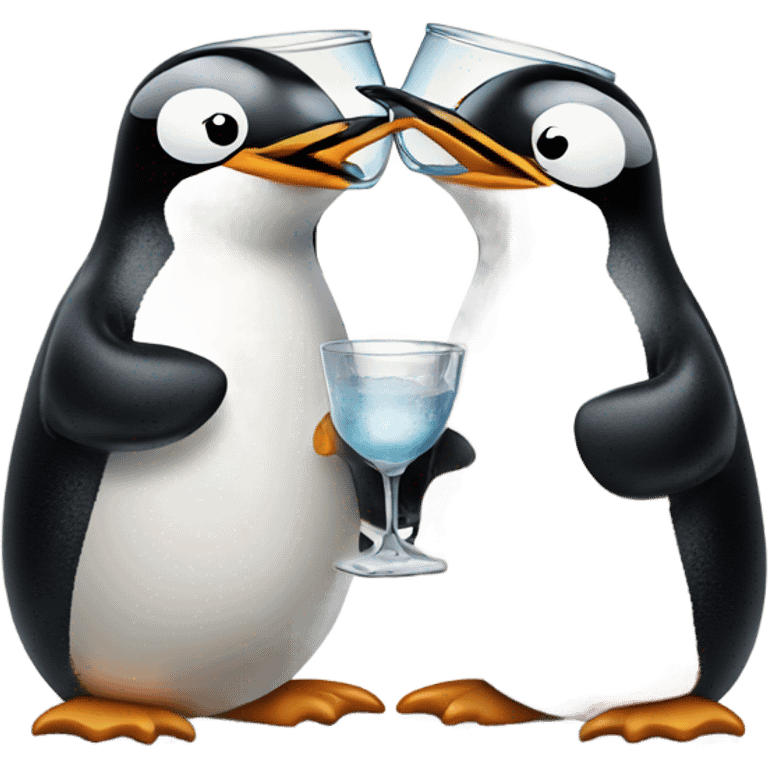 two penguins clinking glasses emoji