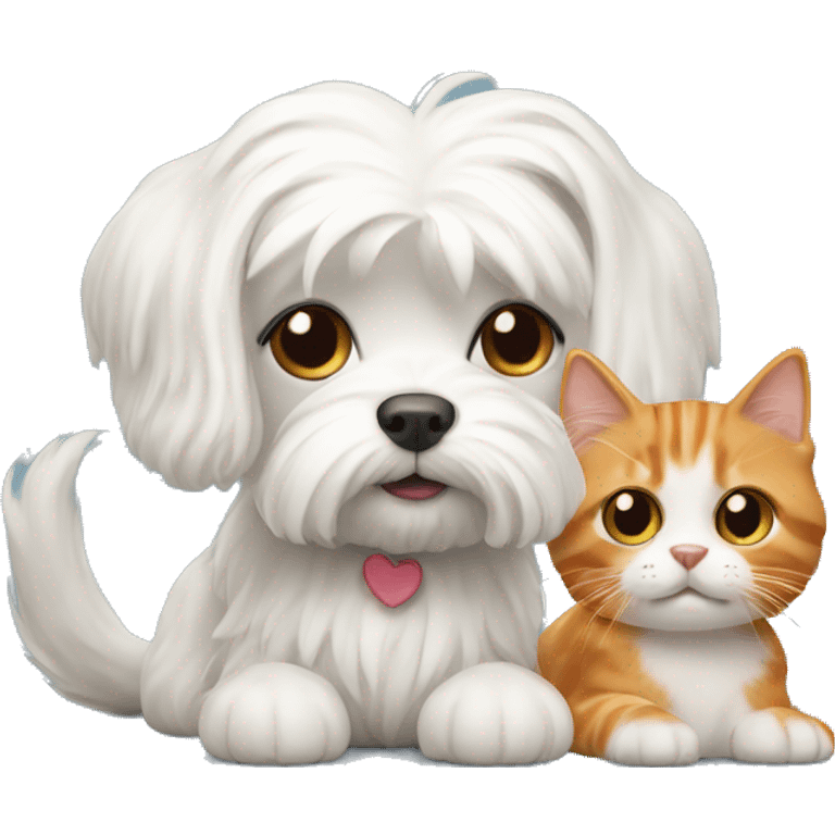 Maltese dog with a ginger cat emoji