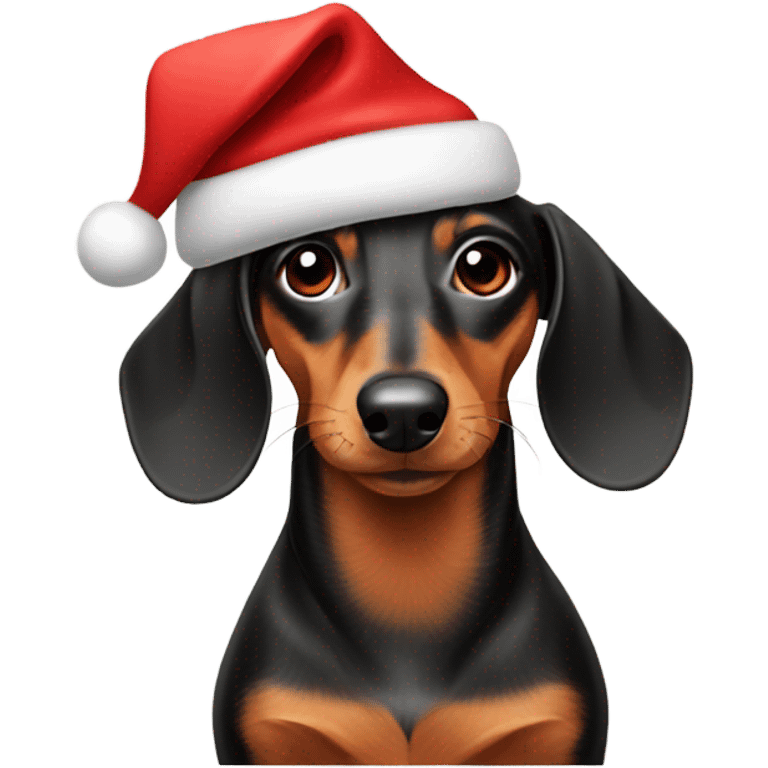 Dachshund with a Santa hat emoji