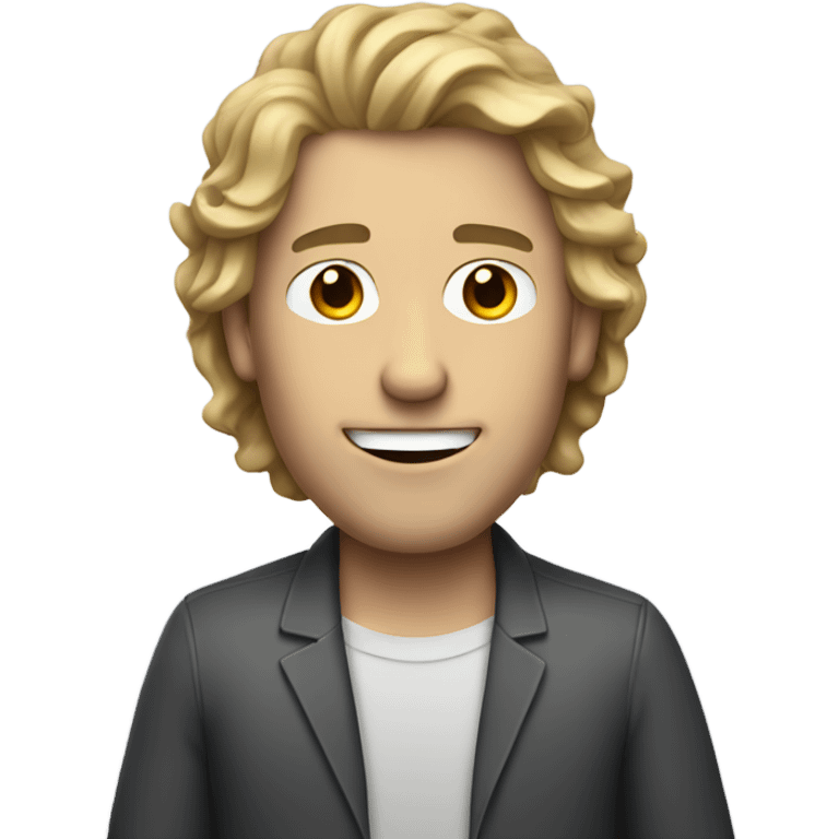 white man with wavy hair and a computer  emoji