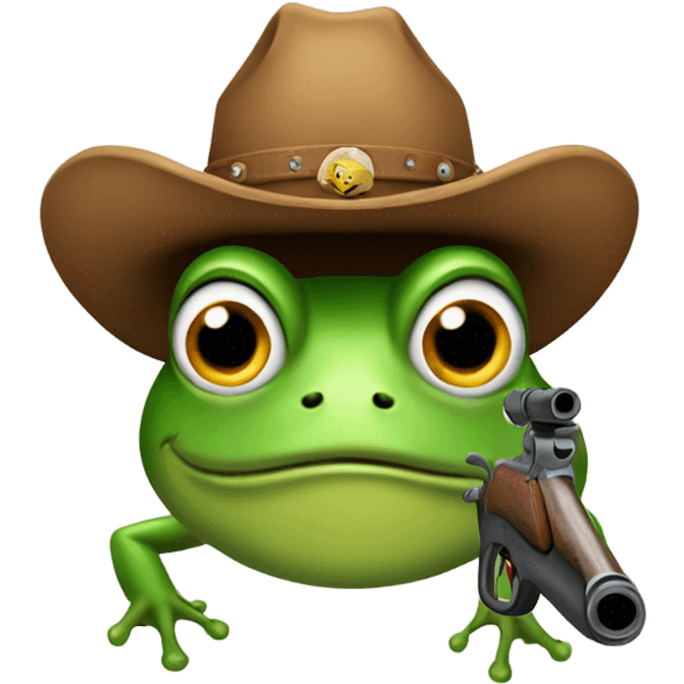 A frog with two shotguns and a cowboy hat emoji