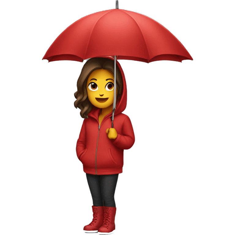 Red hoodie and umbrella girl emoji