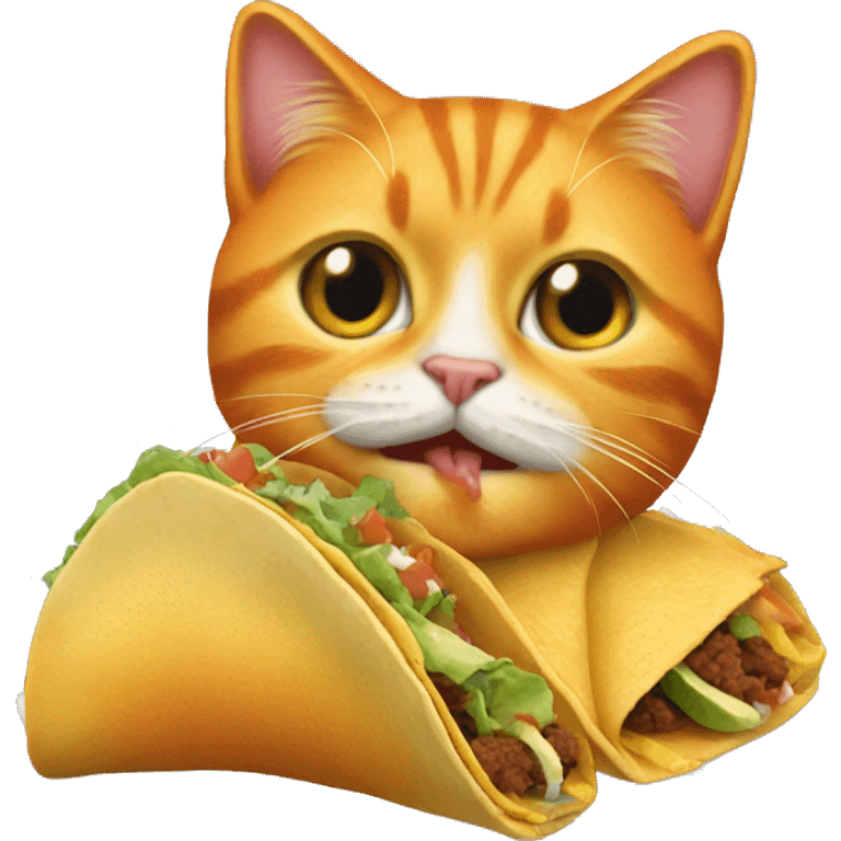 An orange cat eating a taco emoji