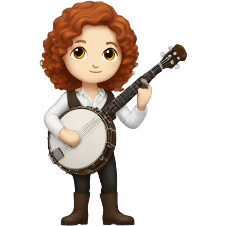 Vivaldi adult auburn hair chibi standing banjo  emoji