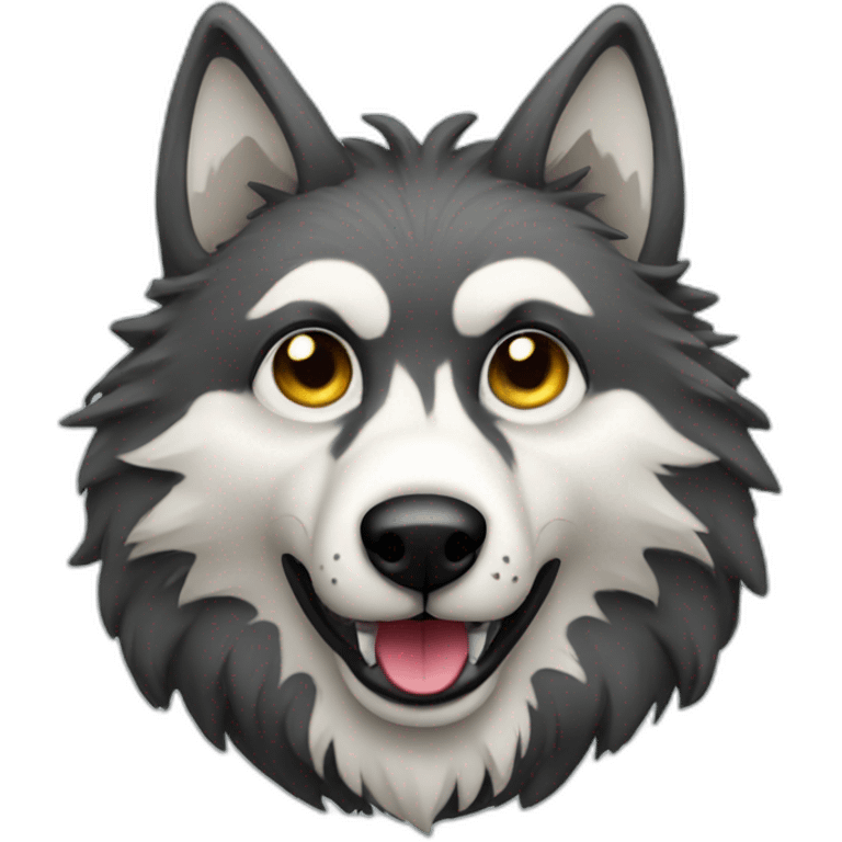 Funky Wolf with a mustache emoji