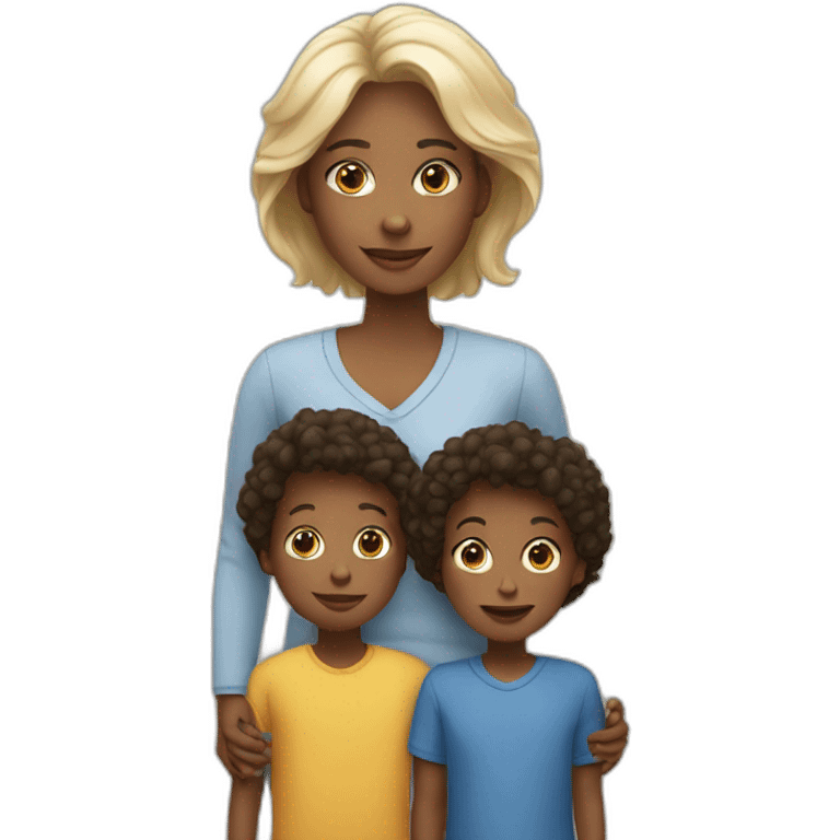 a white mother with her 2 white children emoji