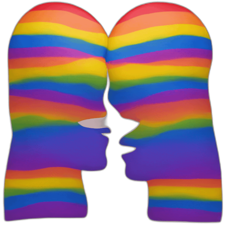 Gay flag with two men kissing emoji