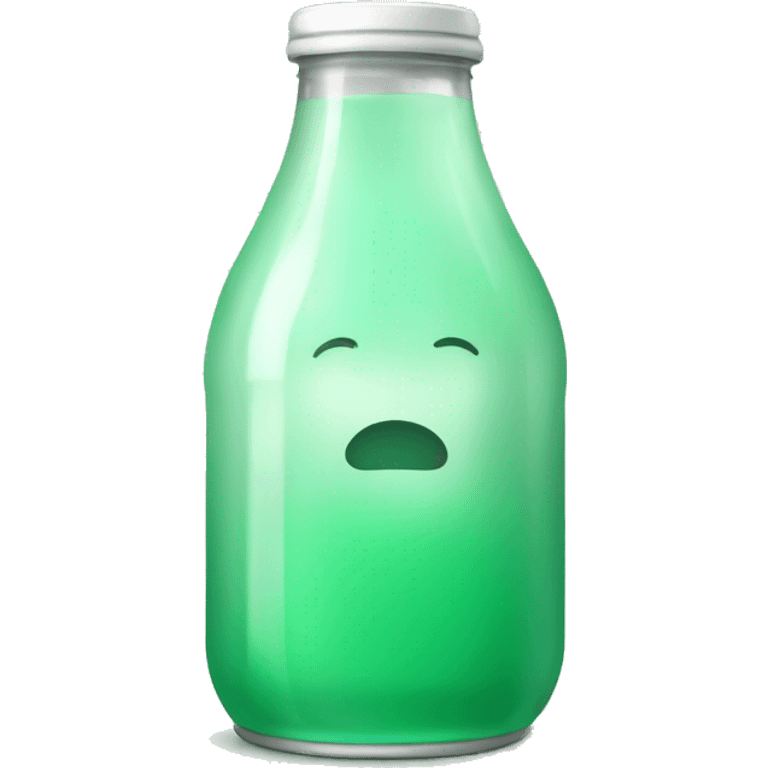 Mint green soda in bottle no face emoji