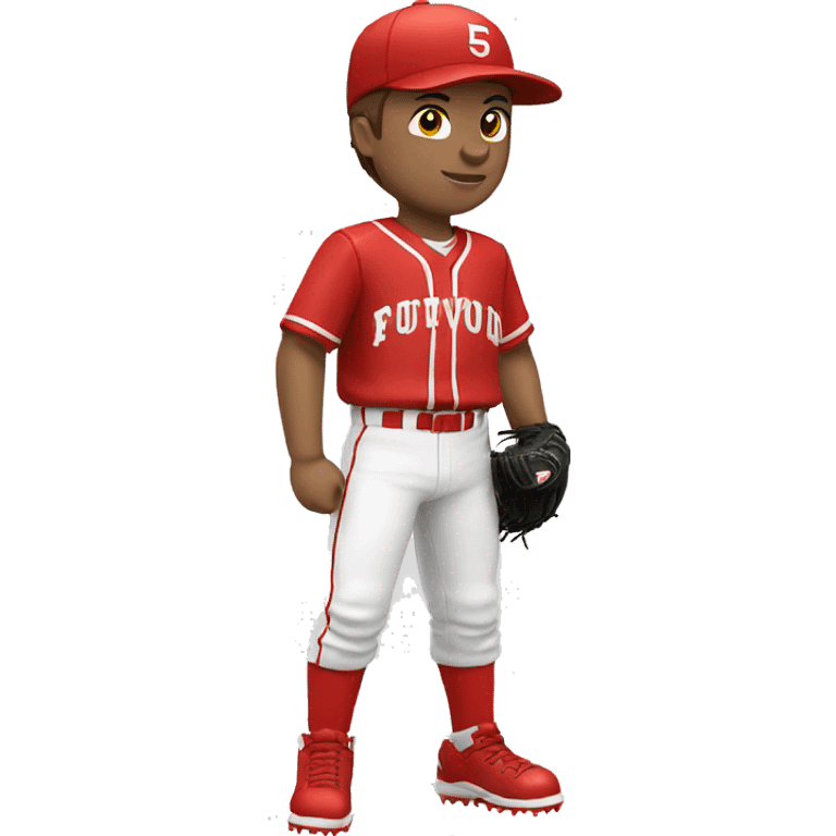 youth baseball pitcher in red and white uniform emoji