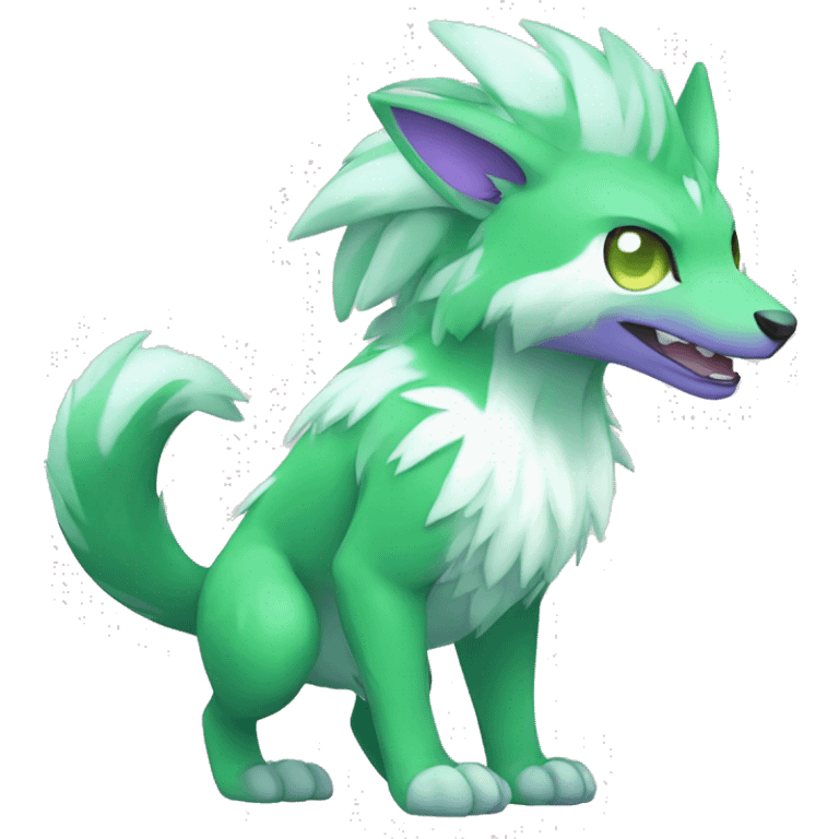 Cute cool green white purple animal hybrid Fakemon full body emoji