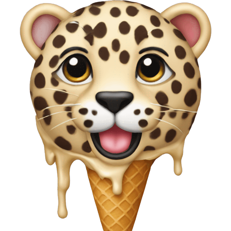 An ice cream in the shape of a leopard  emoji