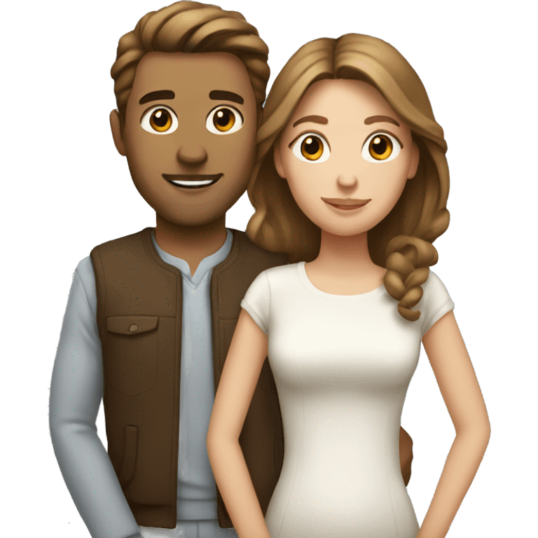 White couple with brown hair emoji