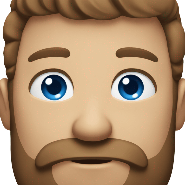 Man’s head with blue eyes, brown hair and a beard emoji