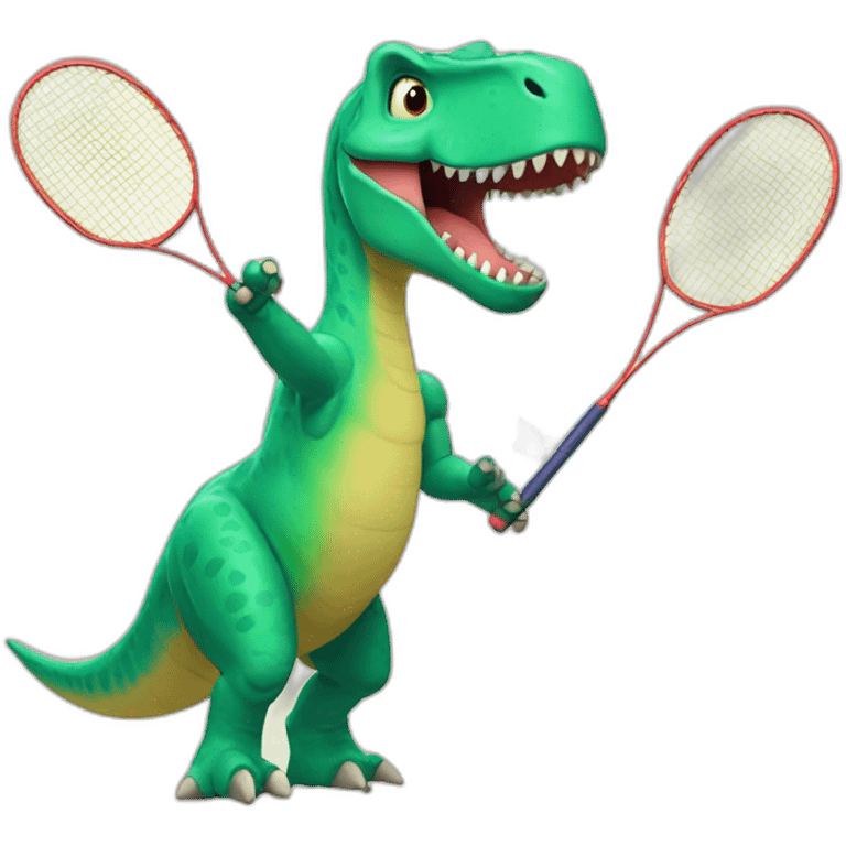 dinosaur playing badminton emoji