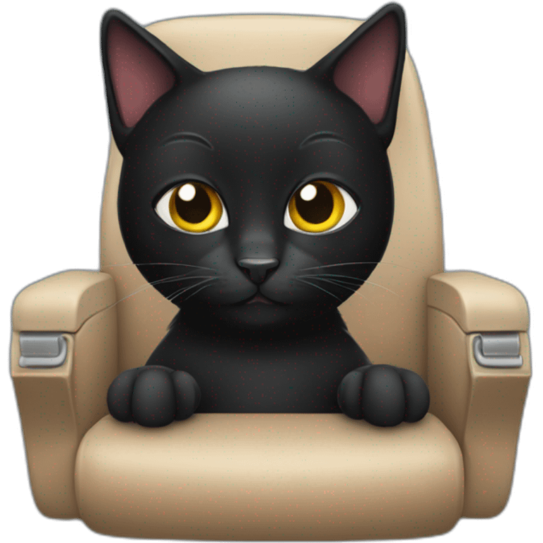 A black cat in an airplane seat emoji