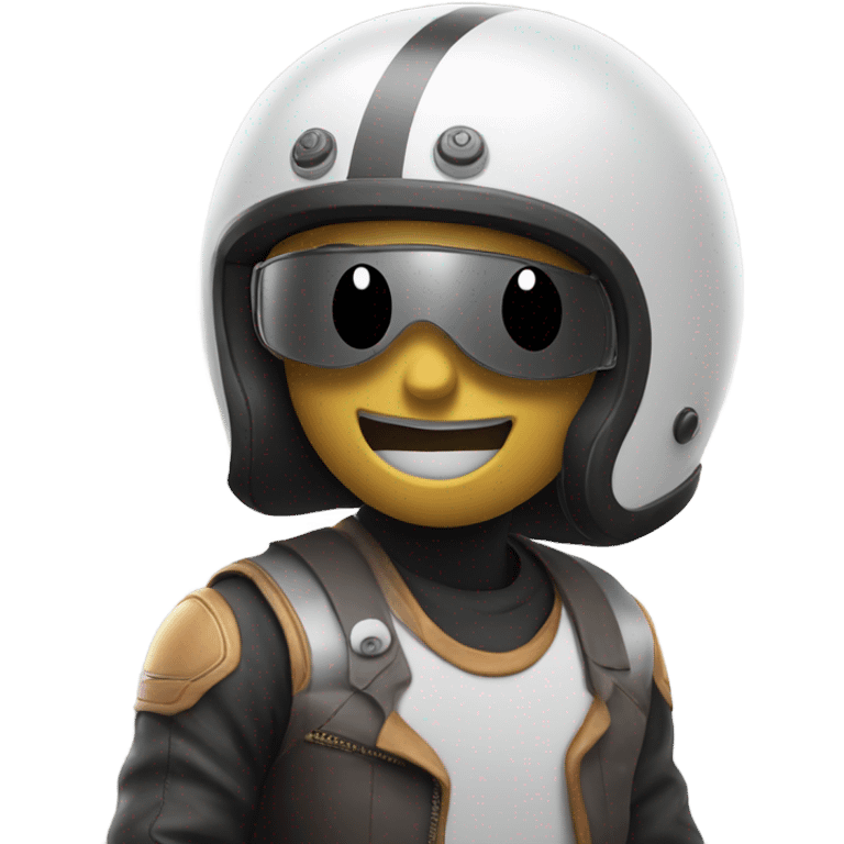 a motorbike helmet with eyes smiling emoji