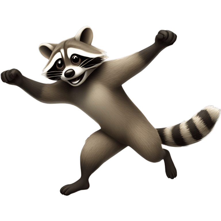 Raccoon jumping and flying  emoji