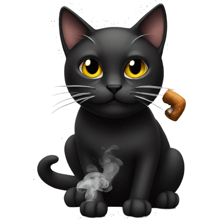 Black cat smoking emoji