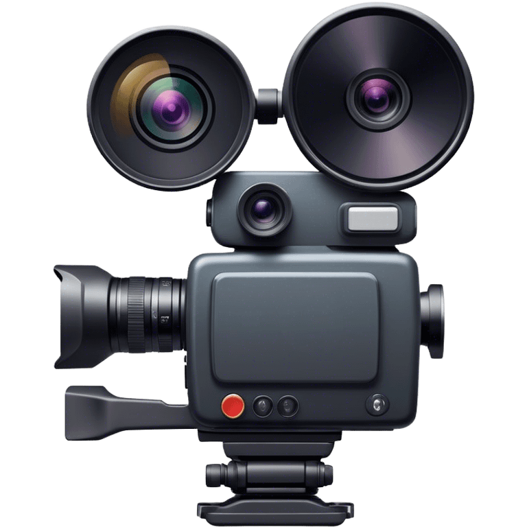 Create an emoji for video recording. Show a video camera with single lens, symbolizing the act of filming. Use modern, professional colors. Do not include any emojis or smiley faces. Make the background transparent. emoji