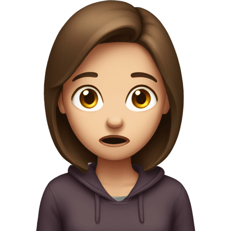 Terrified Brown haired girl emoji