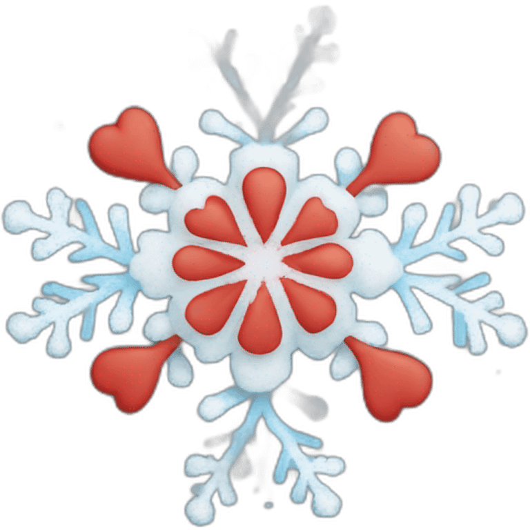 Un flocon de neige avec des coeurs emoji