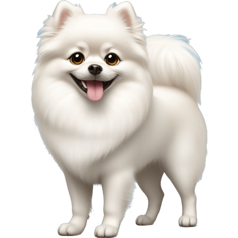 white pomeranian standing  emoji