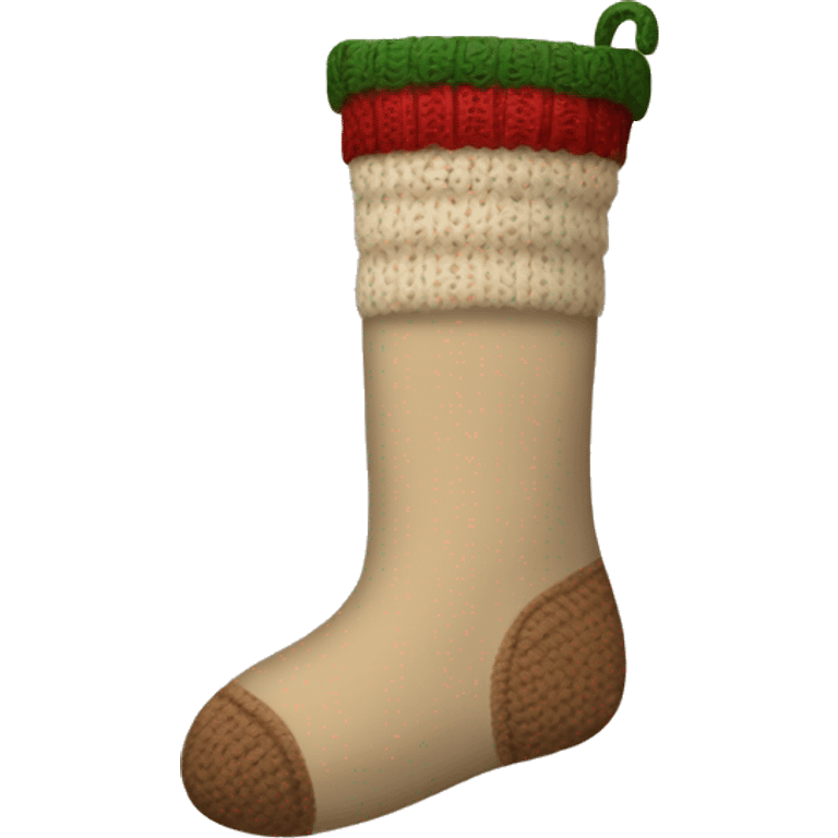 Beige knit Christmas sock emoji