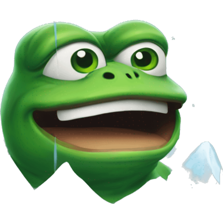 pepe the frog inside an icecube emoji