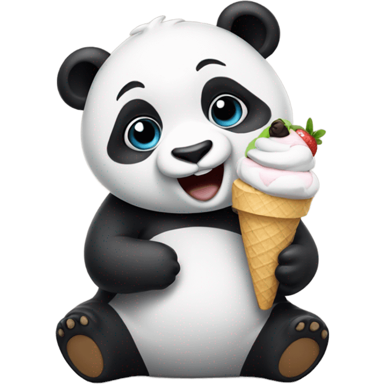 Panda eating ice cream emoji