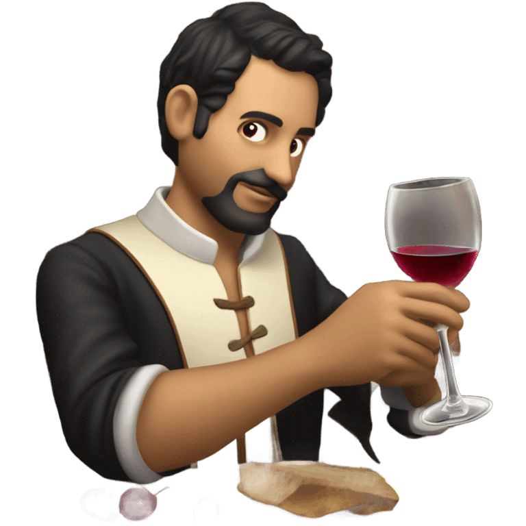 Santiago Vázquez bebiendo vino emoji