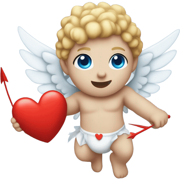 flying pale cupid with blue eyes and red heart arrow  emoji