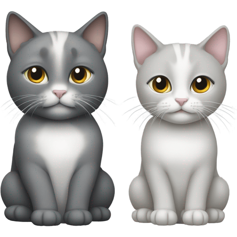 Two cats one light grey and the other dark grey emoji