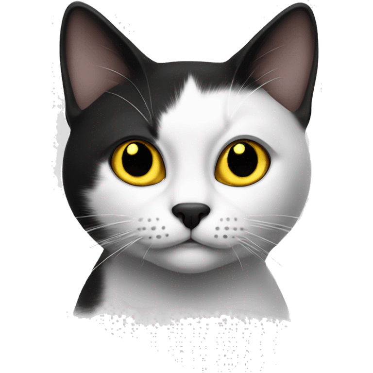 Black and white cat with yellow eyes and black nose emoji