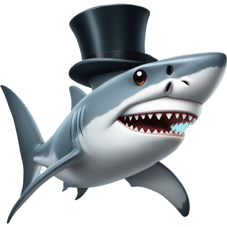 Shark with a top hat emoji