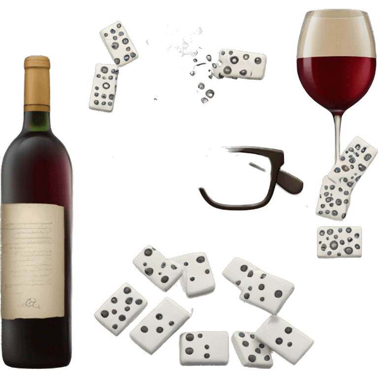 Glasses, wine and dominoes emoji