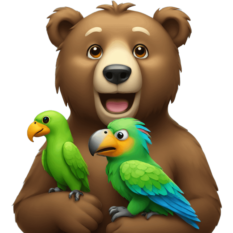 bear with parrot  emoji