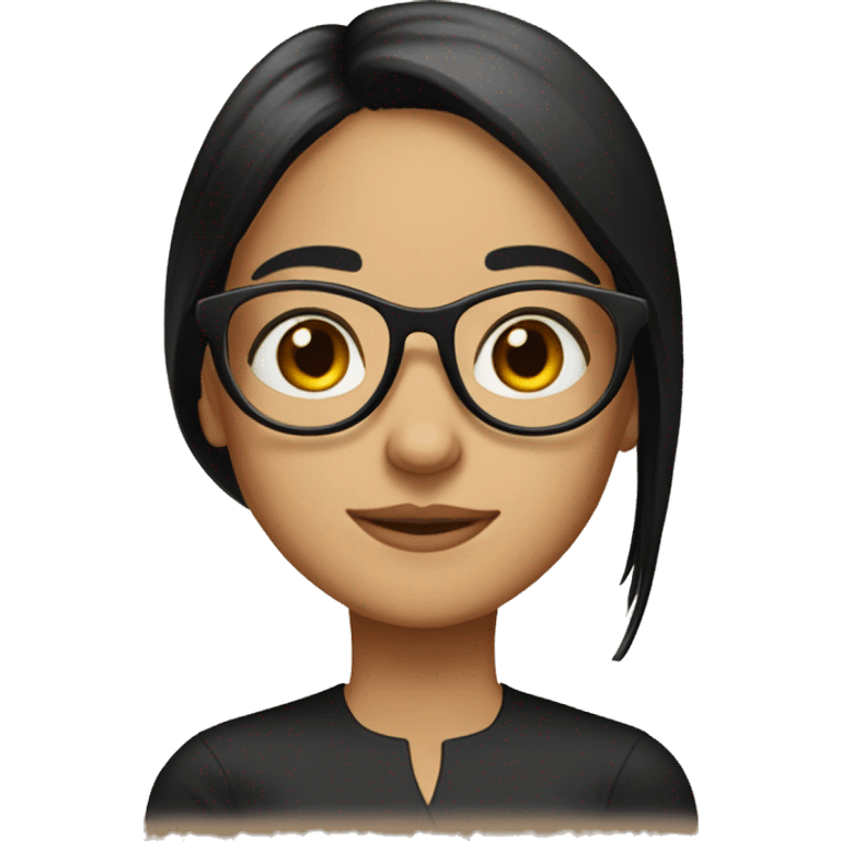 girl ROUND GLASSES long black straight hair above the shoulder emoji