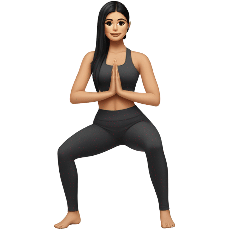 Kylie Jenner squatting in yoga pants emoji