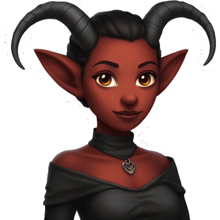 cute female tiefling red skin black horns emoji