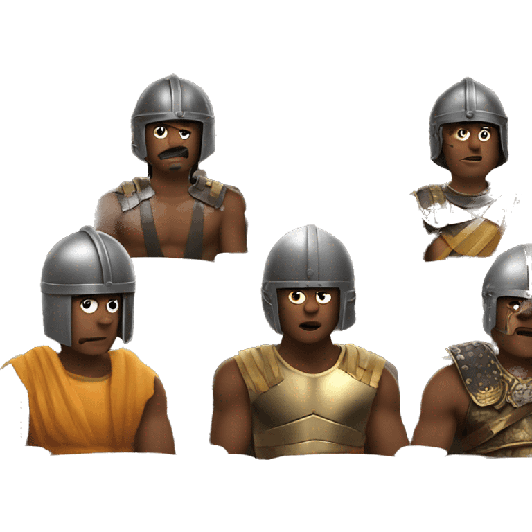 4 Gladiators wearing helmets watching a movie emoji