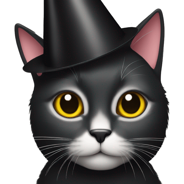 black cat with birthday hat emoji