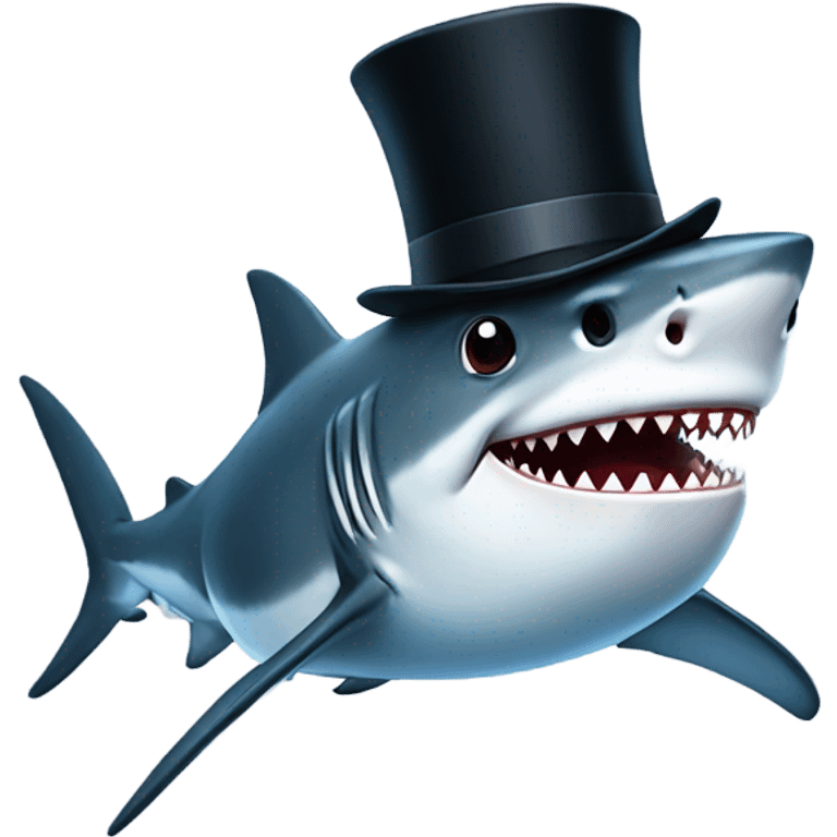 Shark with a top hat emoji