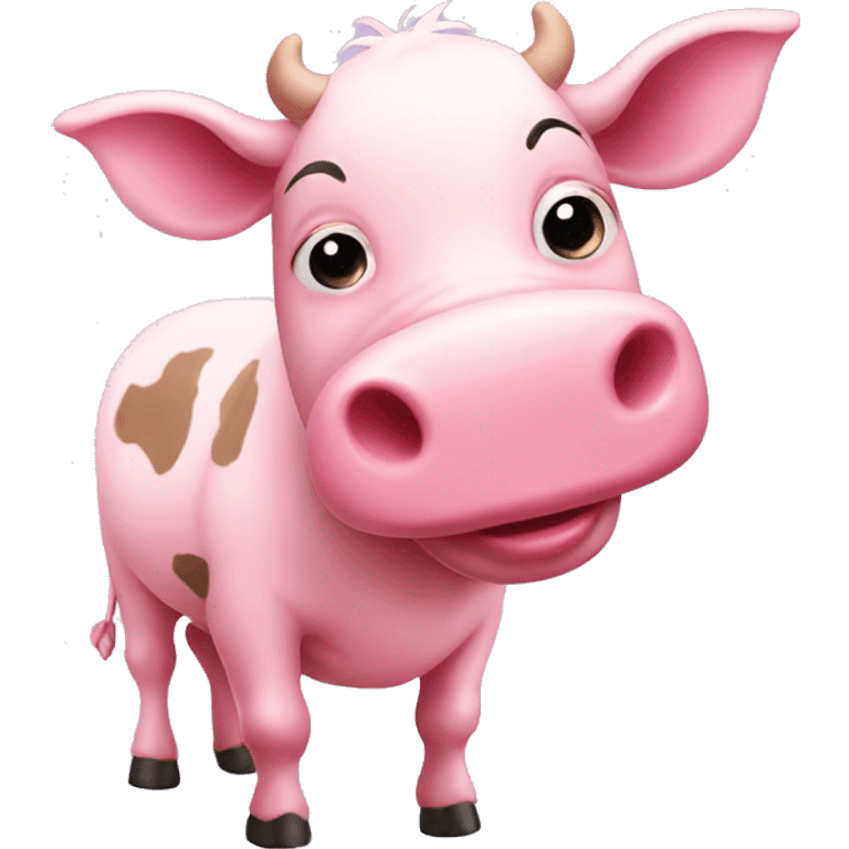 pink cute cow with pig emoji