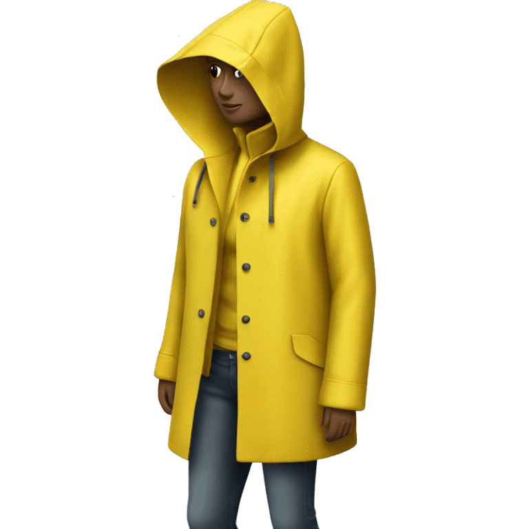 A mannequin wearing a yellow raincoat emoji