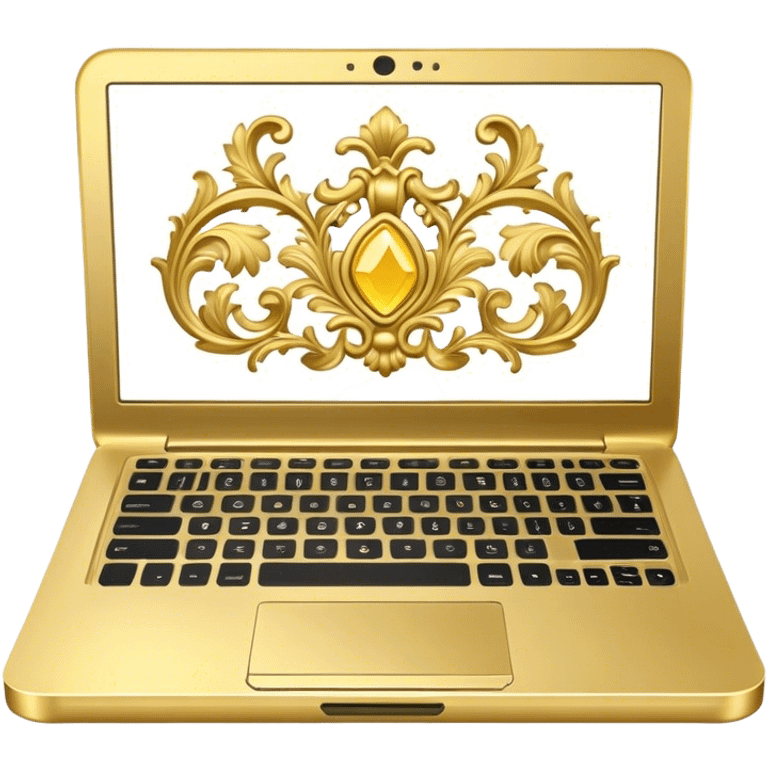 Gold laptop with rococo style emoji