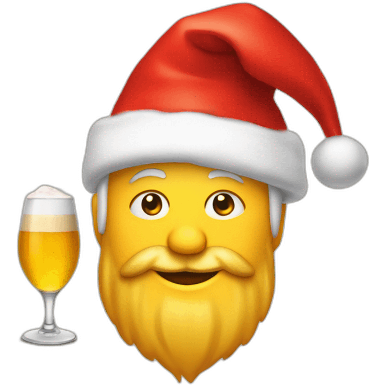 Père Noël qui offre un verre de bière à un enfant comme cadeau emoji