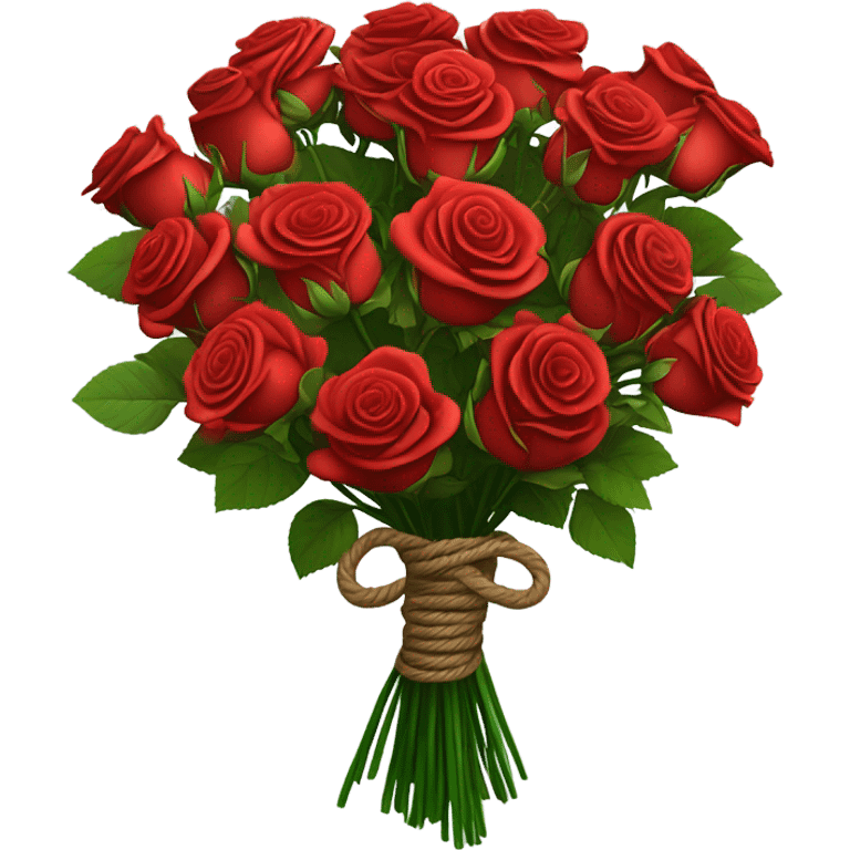 Big Bouquet red roses binded with rope emoji