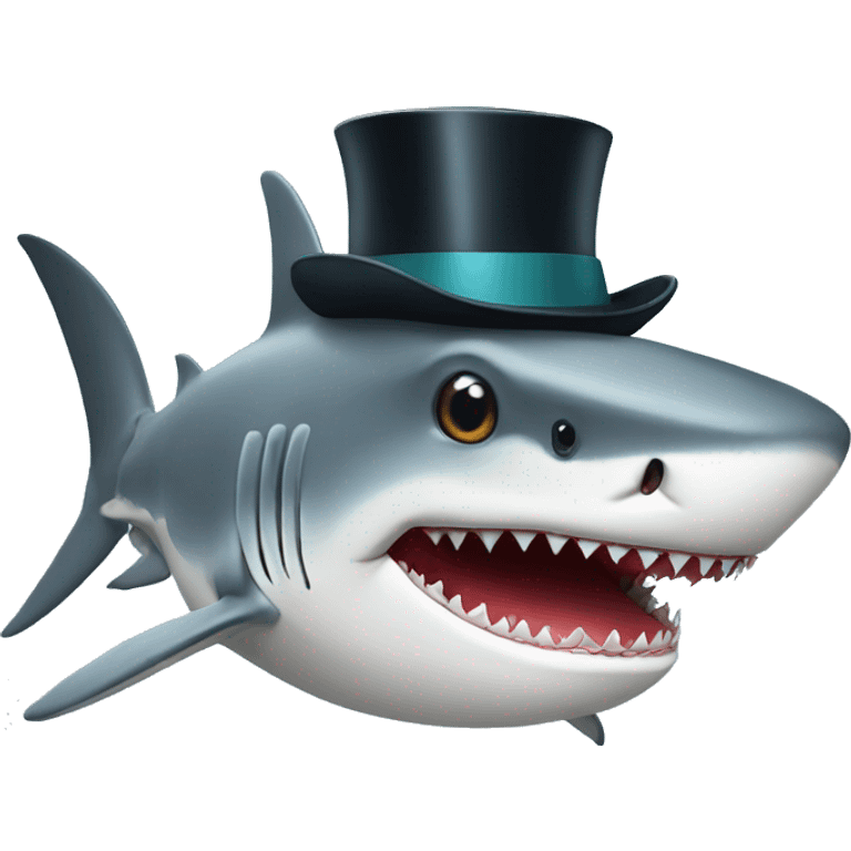 Shark with a top hat emoji