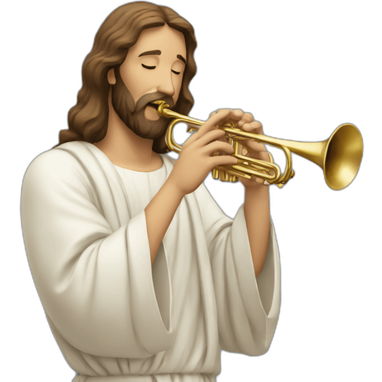 Jesus playing the trumpet emoji