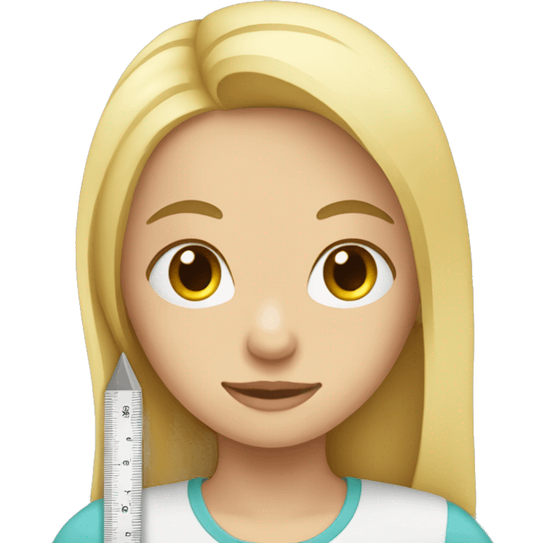 blonde girl with a ruler emoji